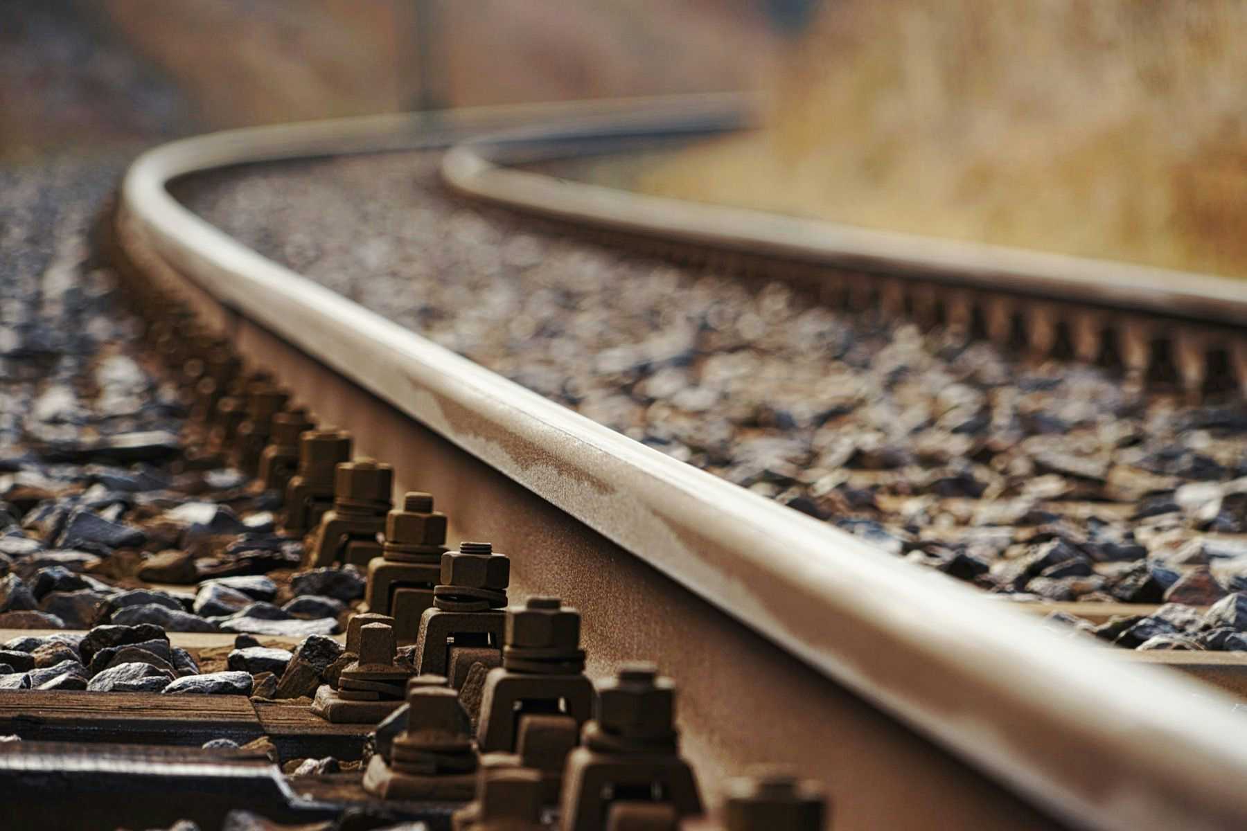 Close up of a railroad track