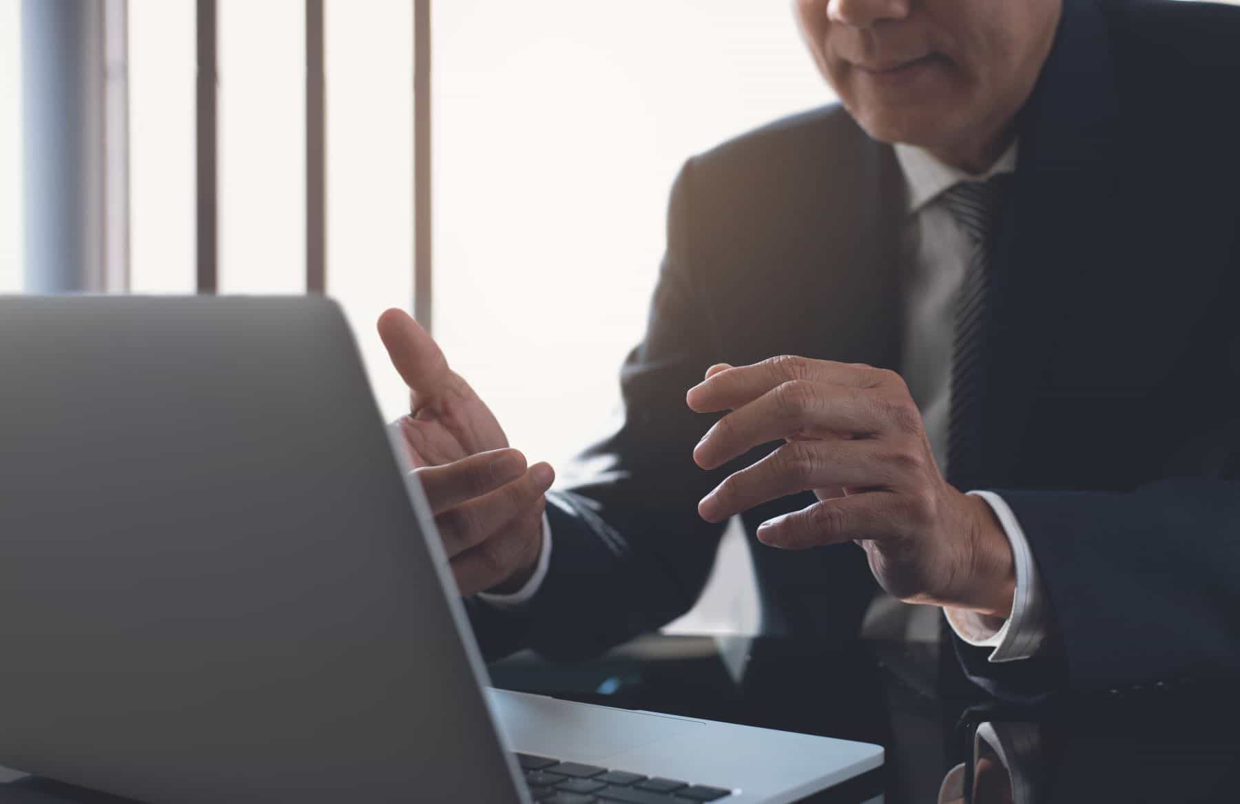 Attorney in a virtual deposition