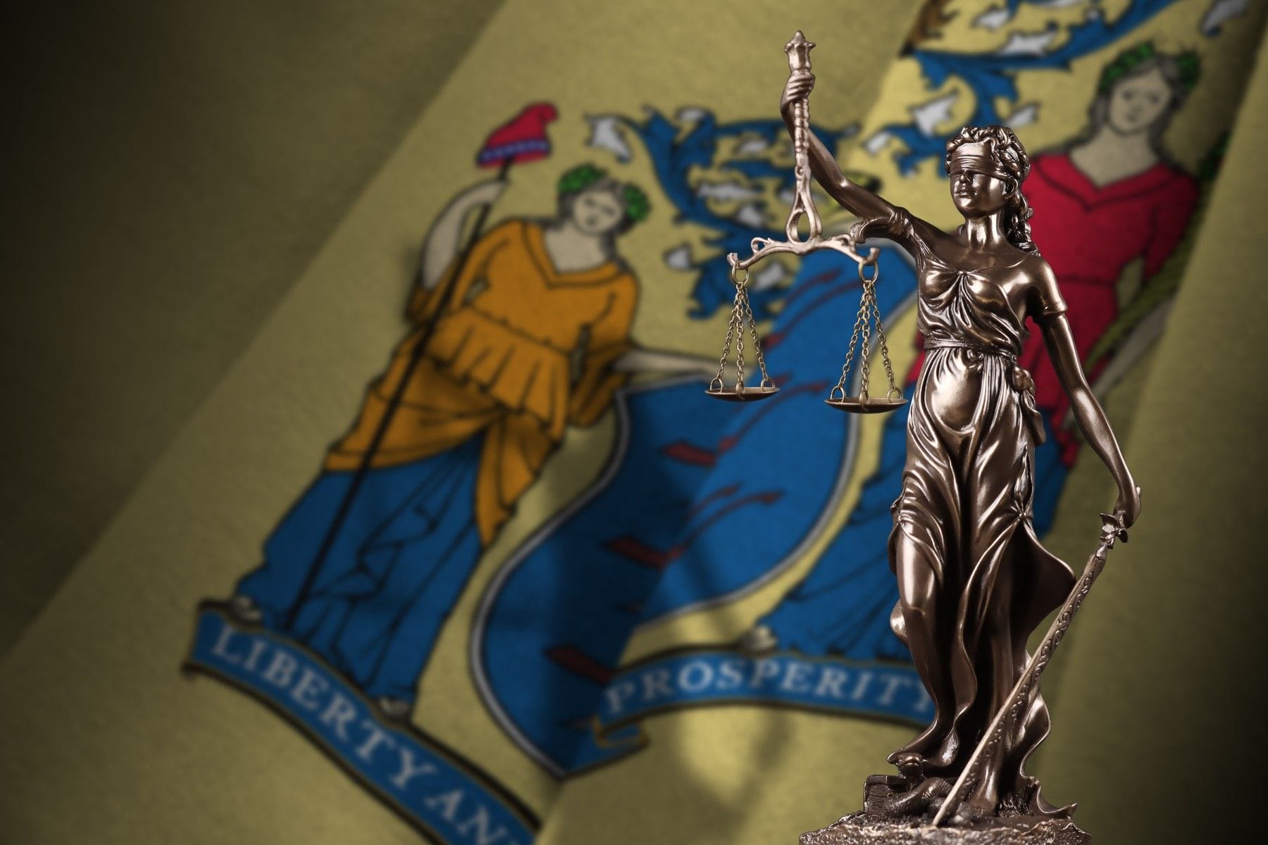 New Jersey state flag with lady justice