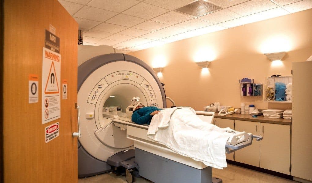 person in MRI machine