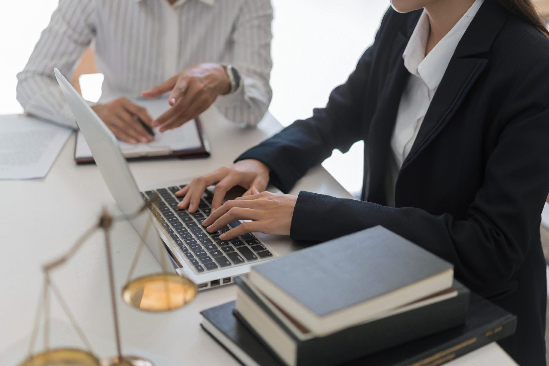 Attorney and expert writing affidavit