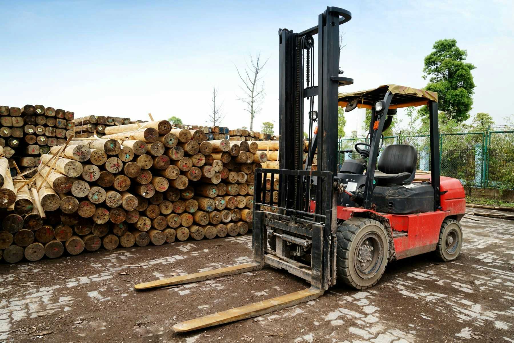 Forklift at timber factory