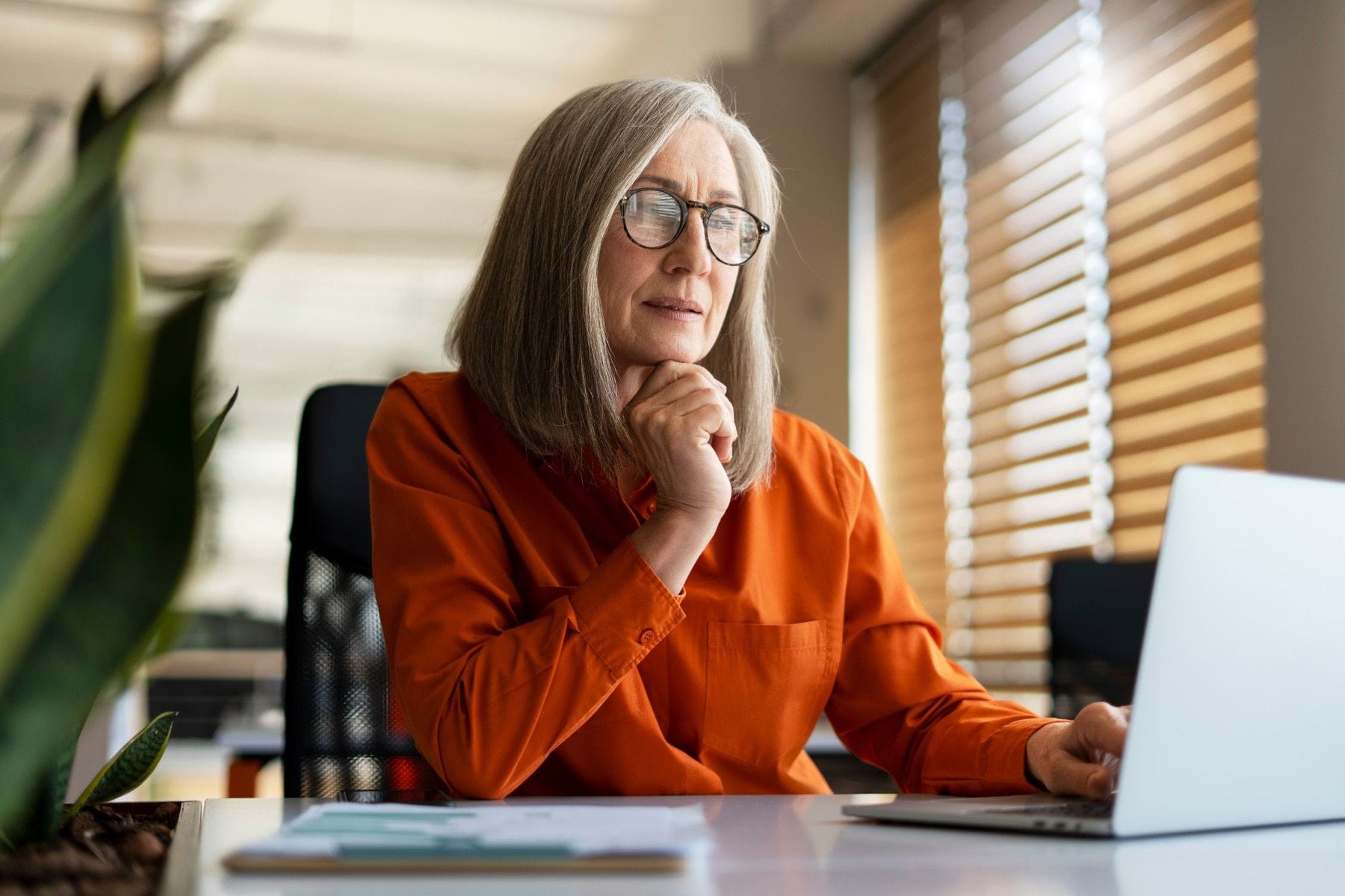 Attorney searching on computer