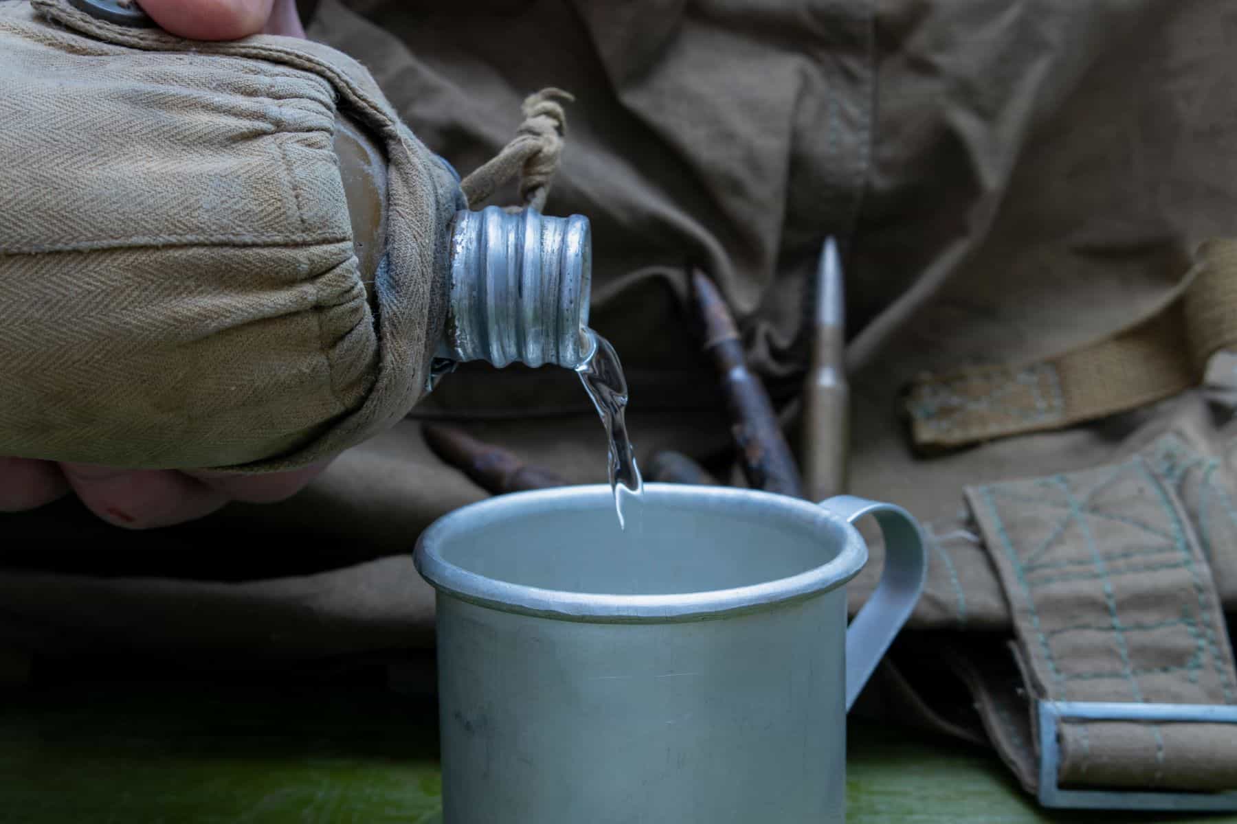 Pouring water from canteen