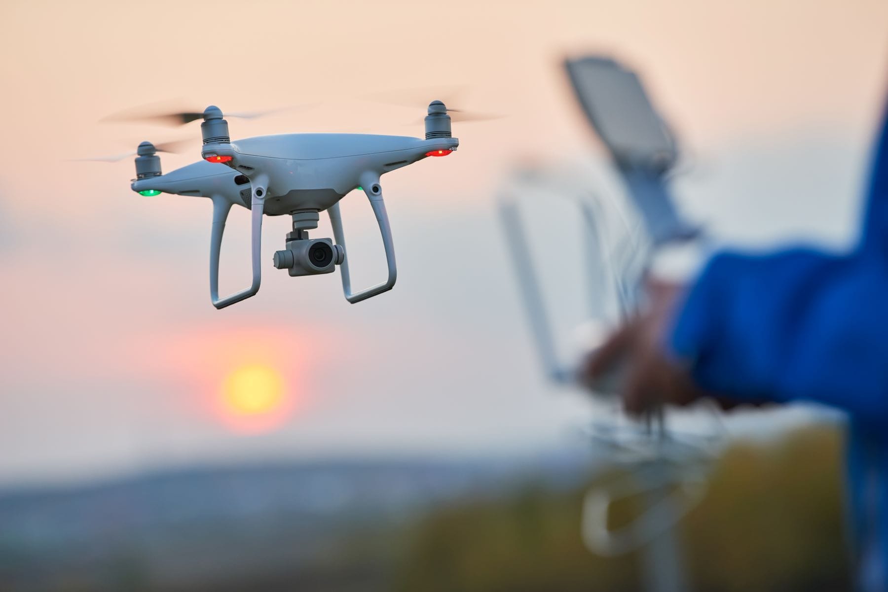 Drone flying and operated by remote control