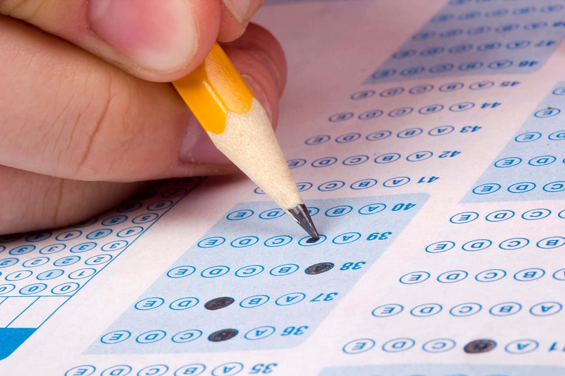 Student taking test