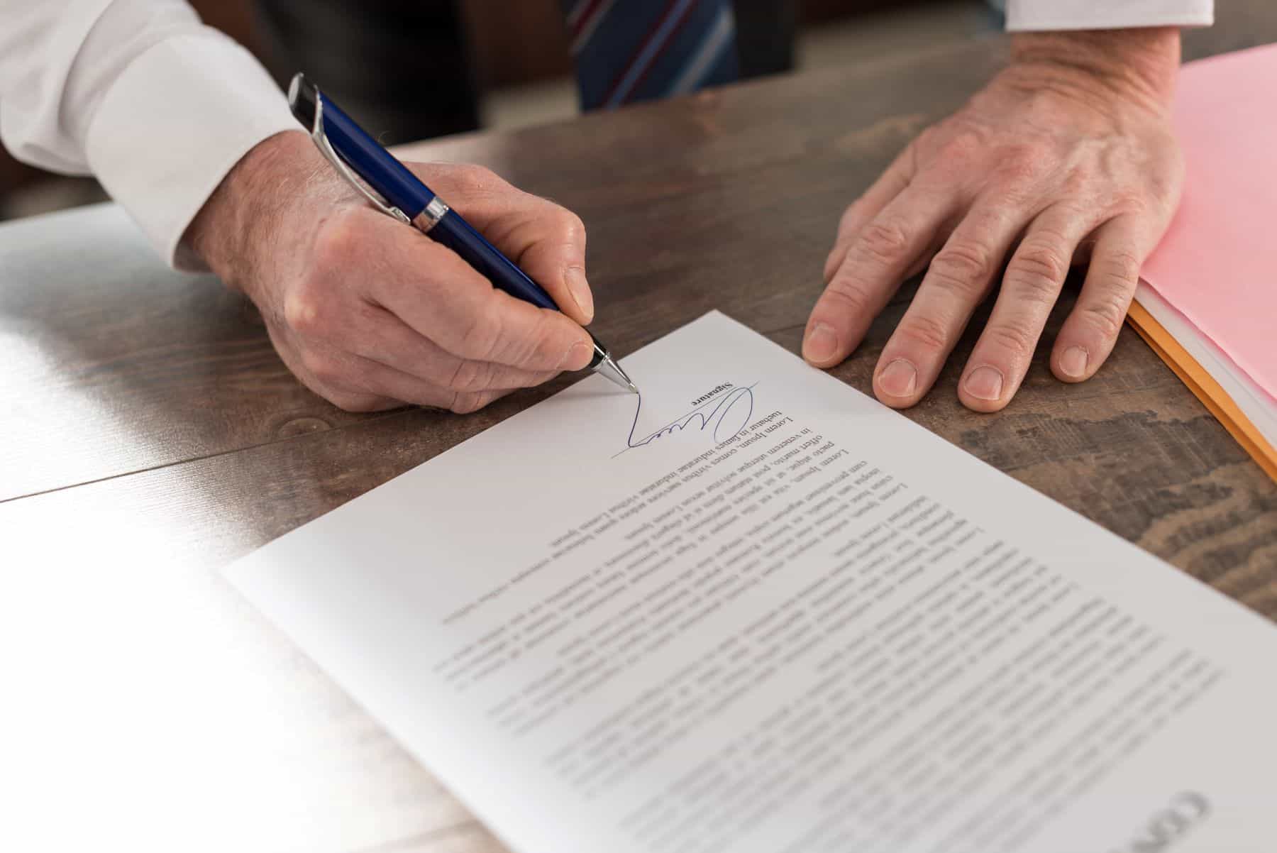 Person signing document