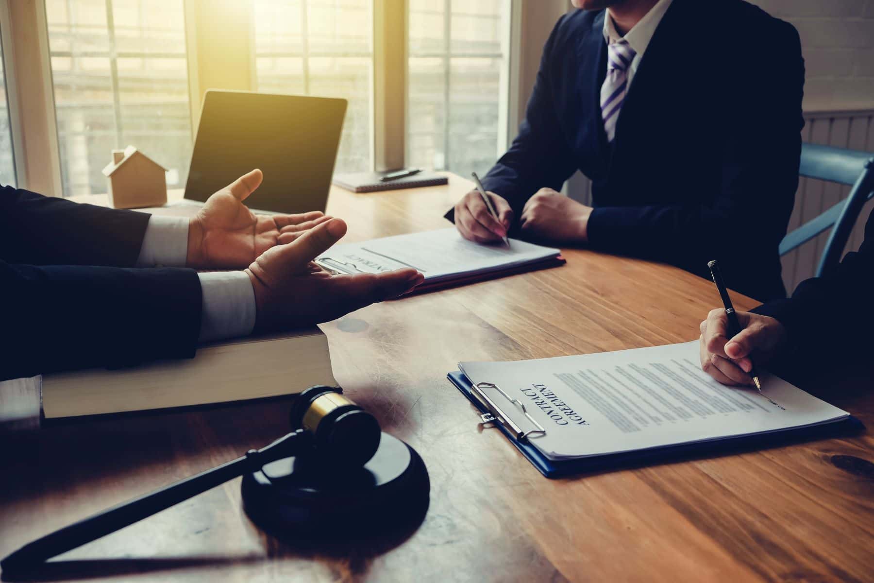 Three people in meeting