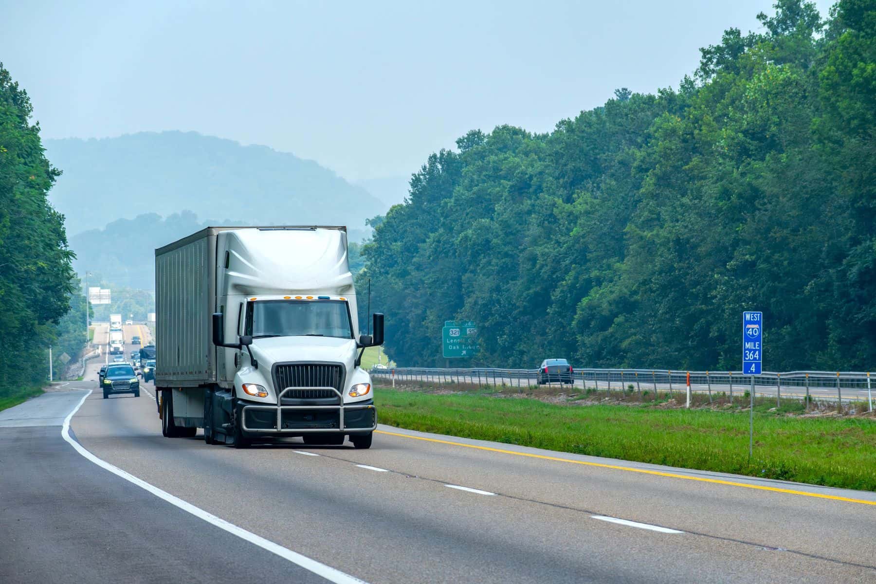 Semi-truck changing lanes