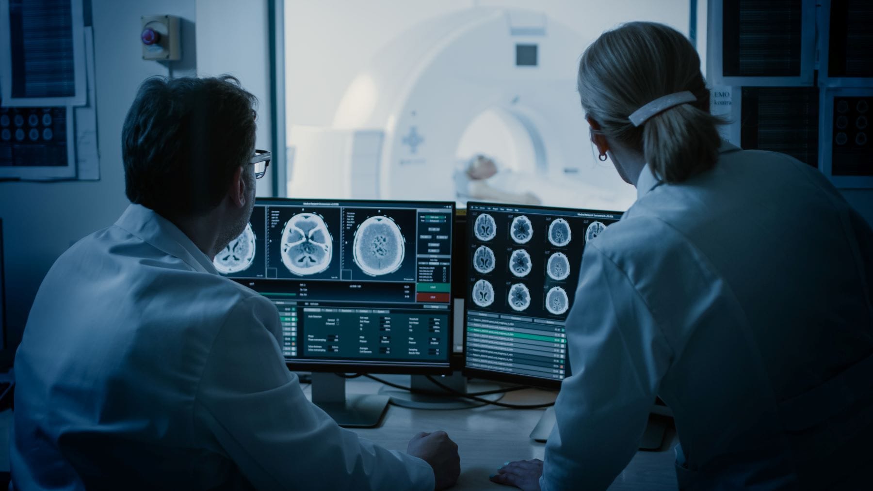 Doctors observing scan results