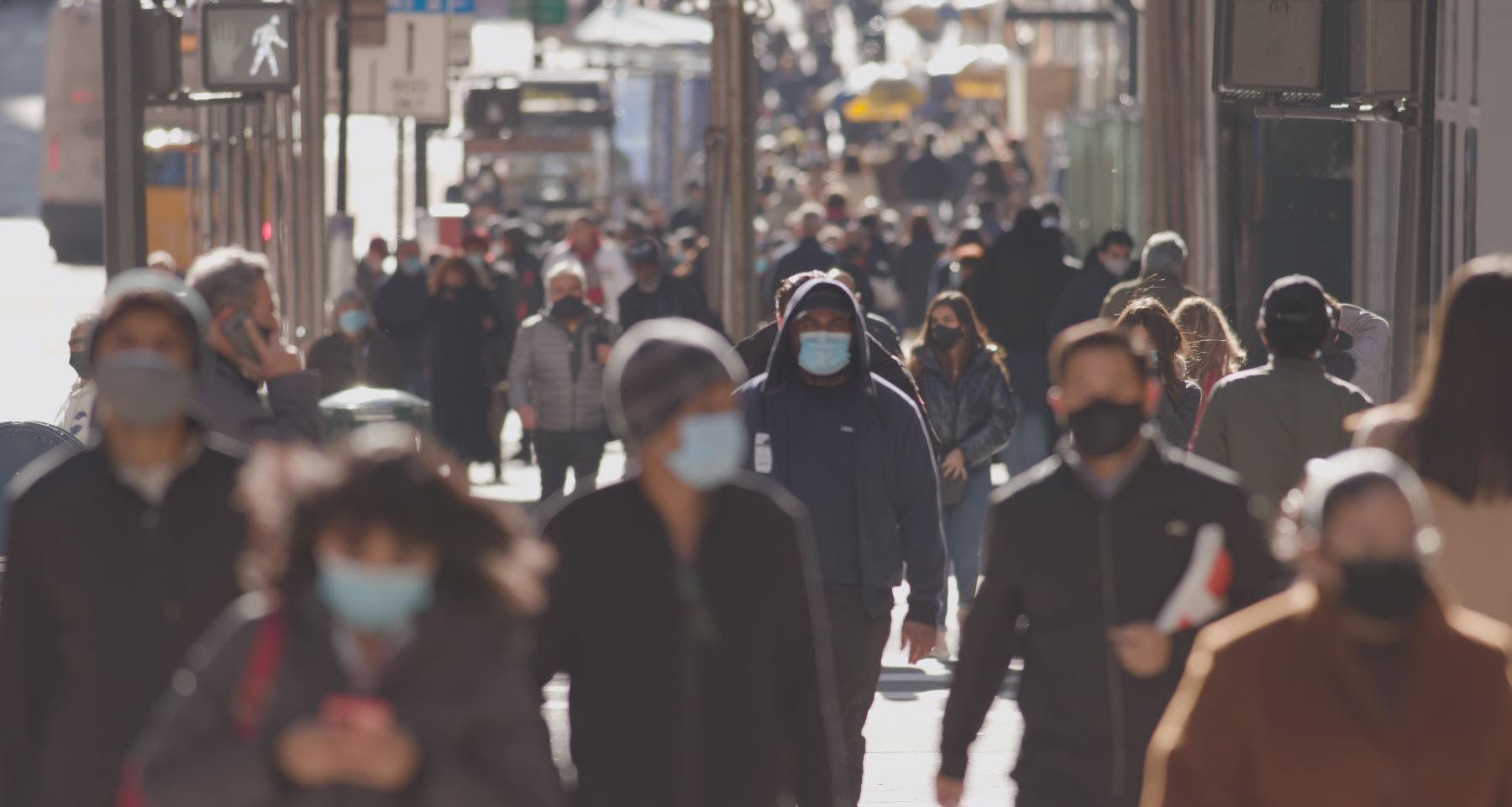 People walking in masks