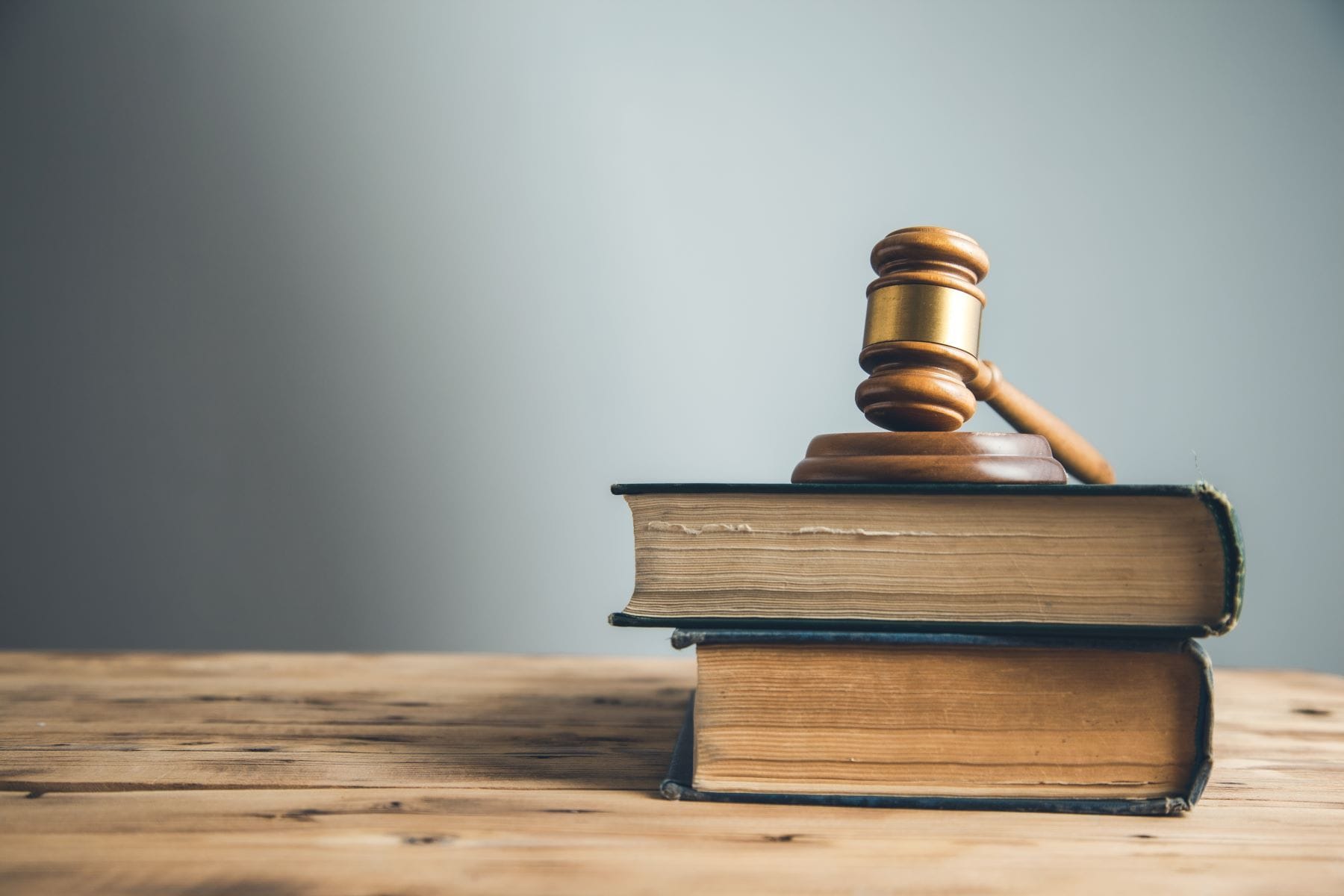 Gavel resting on books